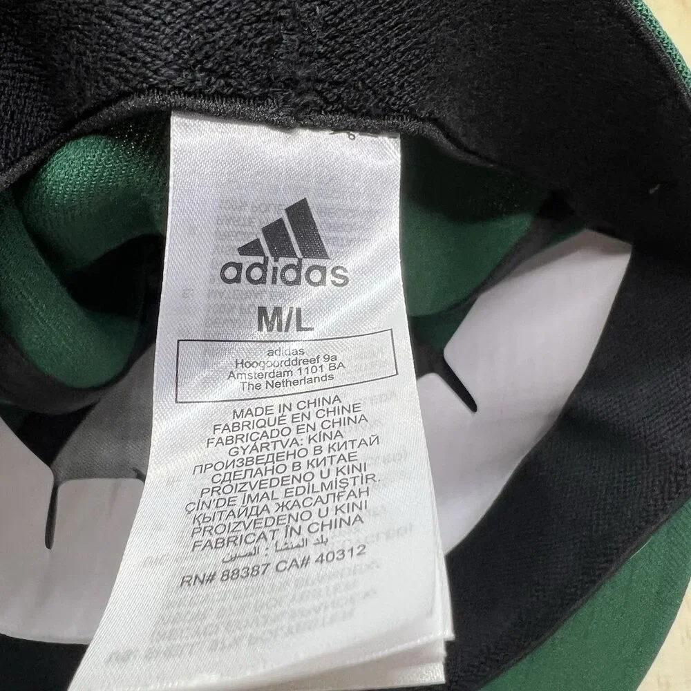 NEW M/L adidas Flat Brim Flexfit Fitted Cap Hat Blank Solid Dark Green